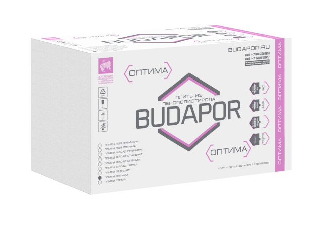 картинка Пенопласт ППС(EPS) S-BS 60 Оптима BUDAPOR 9,0 кг/м3 50 мм 1000х1000мм от магазина Альфа Плейс
