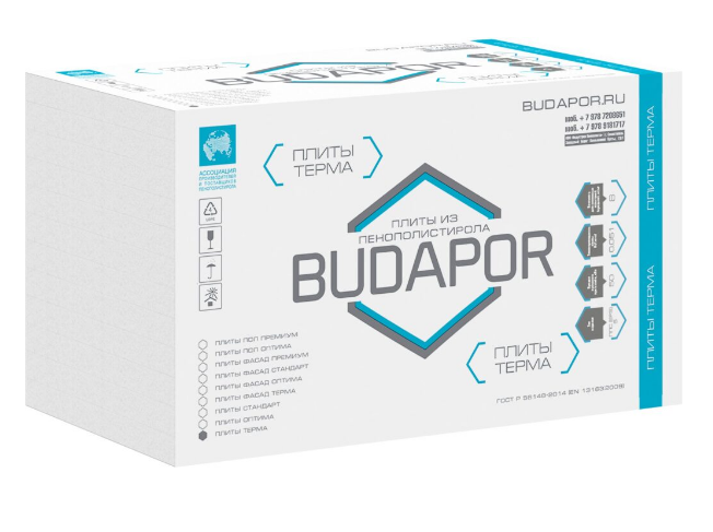 картинка Пенопласт ППС(EPS) S-BS 50 Терма BUDAPOR 8,0 кг/м3 60 мм 1000х1000мм от магазина Альфа Плейс